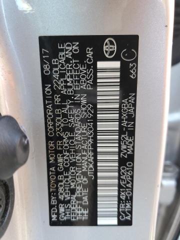 JTDKARFP9H3041929 - 2017 TOYOTA PRIUS PRIM ვერცხლისფერი ფოტო 13