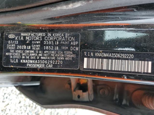 KNADM4A35D6292220 - 2013 KIA RIO LX BLACK photo 12