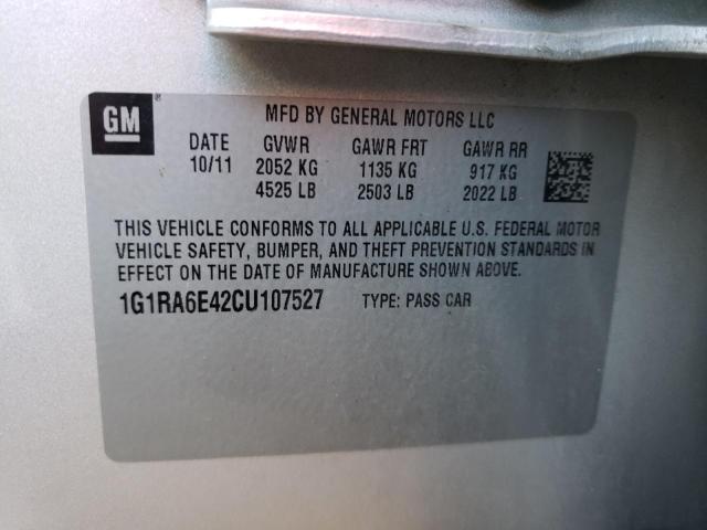 1G1RA6E42CU107527 - 2012 CHEVROLET VOLT SILVER photo 12