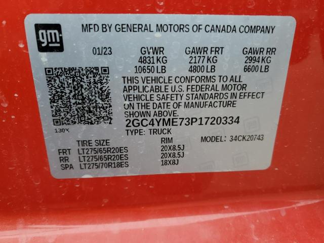 2GC4YME73P1720334 - 2023 CHEVROLET SILVERADO K2500 CUSTOM RED photo 12