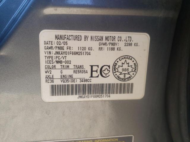 JNKAY01F66M251704 - 2006 INFINITI M35 BASE GRAY photo 12