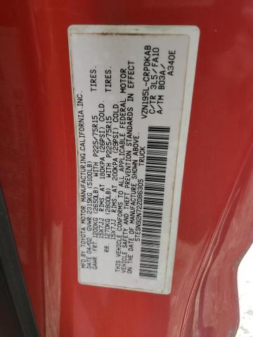 5TESN92N72Z086305 - 2002 TOYOTA TACOMA XTRACAB PRERUNNER წითელი ფოტო 13