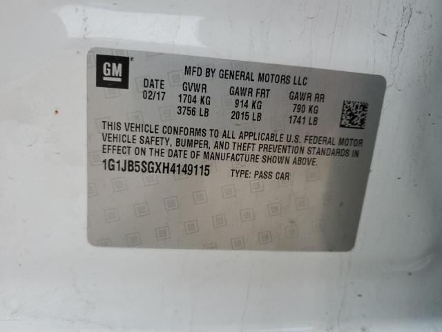 1G1JB5SGXH4149115 - 2017 CHEVROLET SONIC LS 白色 照片 12