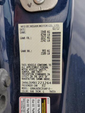 1N4AL2EP0CC221264 - 2012 NISSAN ALTIMA S BLUE photo 12