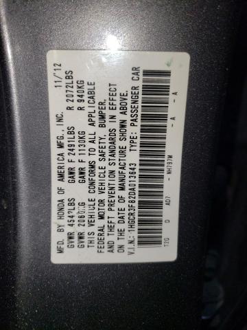 1HGCR3F82DA013643 - 2013 HONDA ACCORD EXL GRAY photo 13