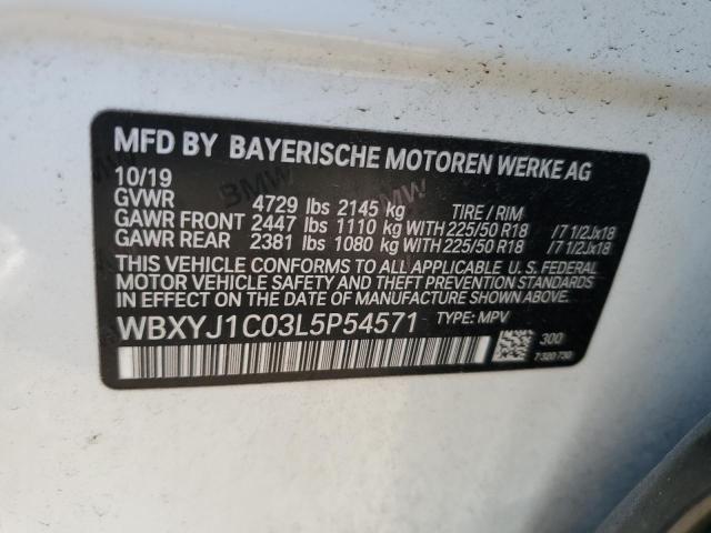 WBXYJ1C03L5P54571 - 2020 BMW X2 XDRIVE28I WHITE photo 13