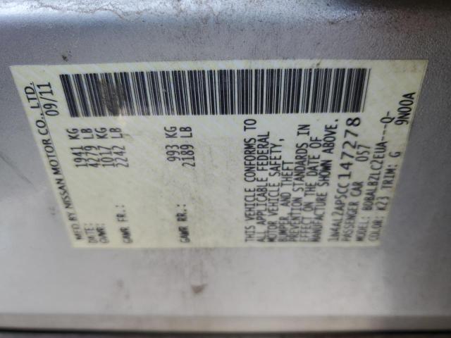 1N4AL2AP5CC147278 - 2012 NISSAN ALTIMA BASE 银色 照片 12