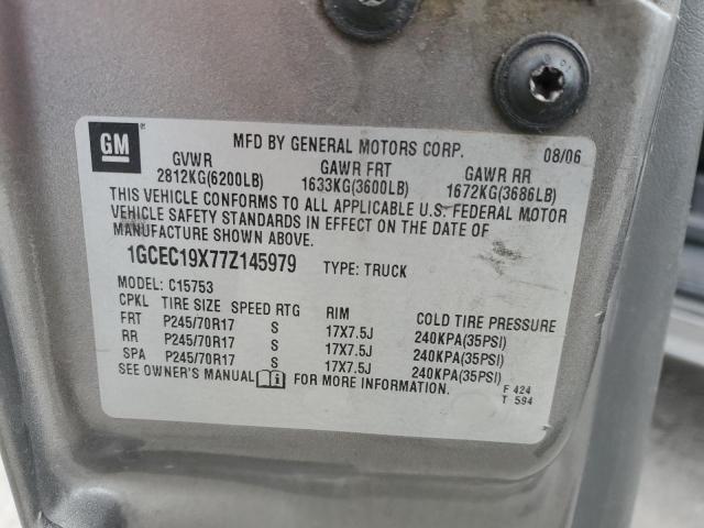 1GCEC19X77Z145979 - 2007 CHEVROLET SILVERADO C1500 CLASSIC Boz foto 12
