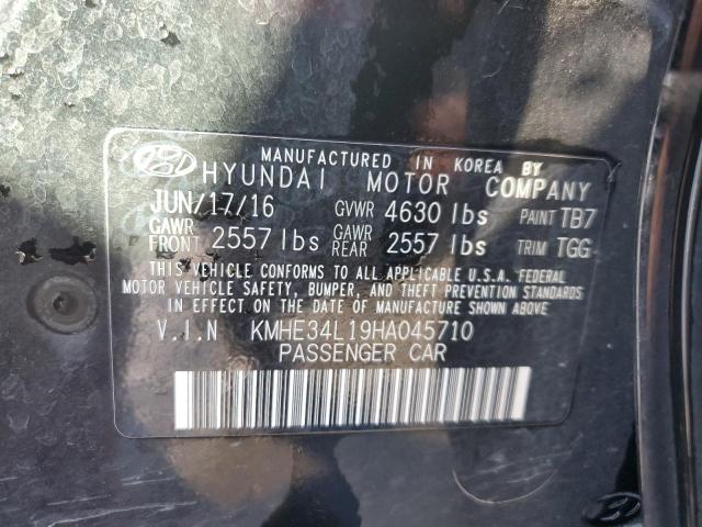 KMHE34L19HA045710 - 2017 HYUNDAI SONATA HYBRID BLACK photo 13