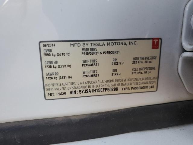 5YJSA1H15EFP50298 - 2014 TESLA MODEL S WHITE photo 12