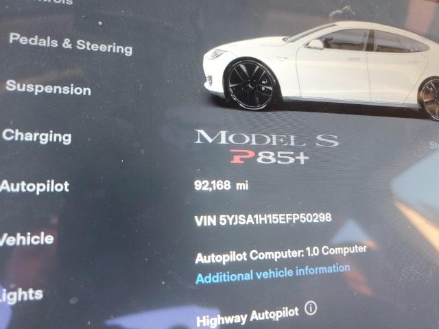 5YJSA1H15EFP50298 - 2014 TESLA MODEL S WHITE photo 9
