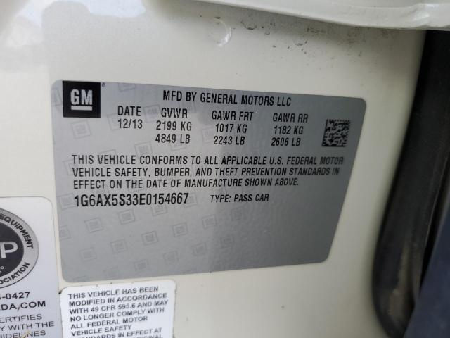 1G6AX5S33E0154667 - 2014 CADILLAC CTS LUXURY COLLECTION WHITE photo 12