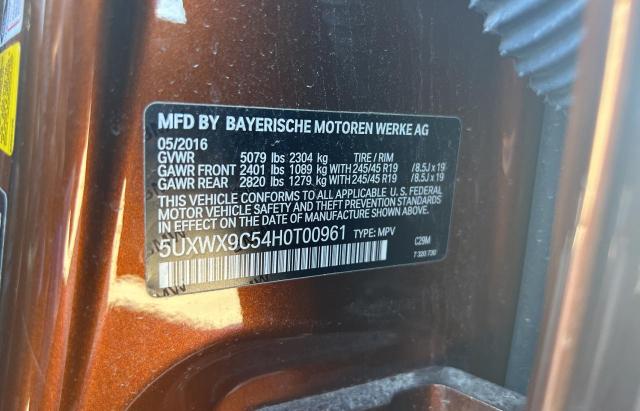 5UXWX9C54H0T00961 - 2017 BMW X3 XDRIVE28I BROWN photo 10