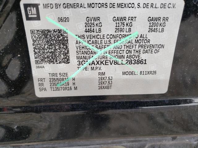 3GNAXKEV8LL283861 - 2020 CHEVROLET EQUINOX LT BLACK photo 14