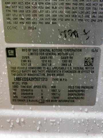 LRBFXDSA2HD071013 - 2017 BUICK ENVISION ESSENCE WHITE photo 13