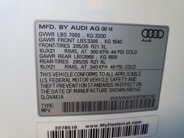 WA1WMAFE0FD002740 - 2015 AUDI Q7 TDI PRESTIGE WHITE photo 13
