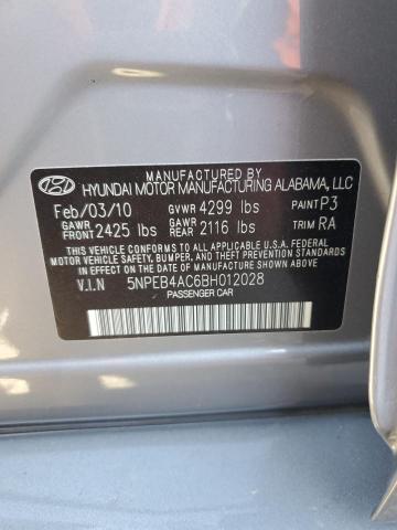 5NPEB4AC6BH012028 - 2011 HYUNDAI SONATA GLS CHARCOAL photo 12