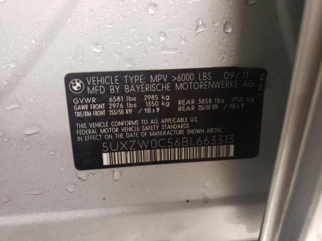 5UXZW0C56BL663313 - 2011 BMW X5 XDRIVE35D SILVER photo 13