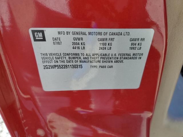 2G2WP552281130315 - 2008 PONTIAC GRAND PRIX 红色 照片 12