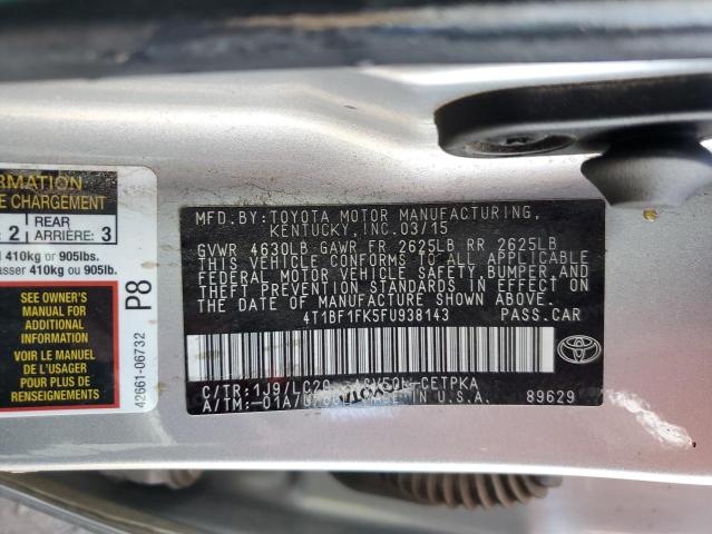 4T1BF1FK5FU938143 - 2015 TOYOTA CAMRY LE SILVER photo 12