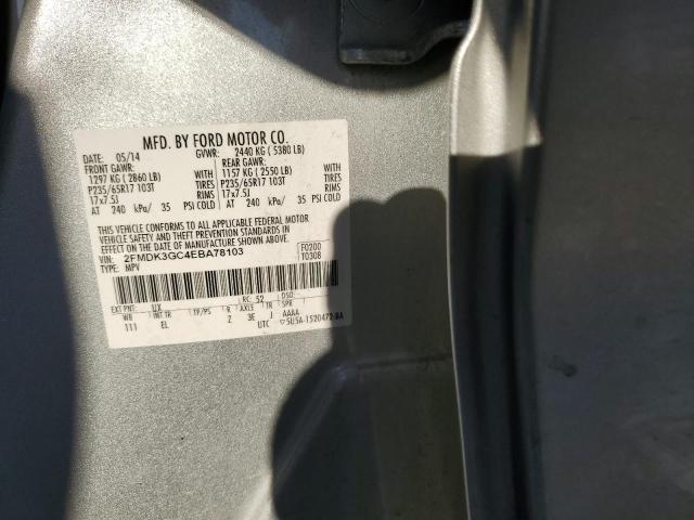 2FMDK3GC4EBA78103 - 2014 FORD EDGE SE SILVER photo 13