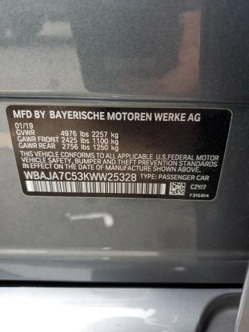 WBAJA7C53KWW25328 - 2019 BMW 530 XI BLUE photo 13