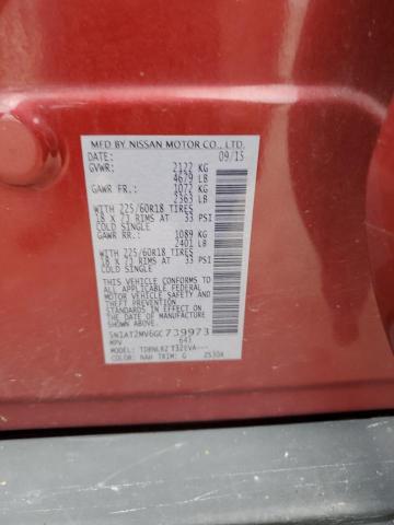 5N1AT2MV6GC739973 - 2016 NISSAN ROGUE S RED photo 13