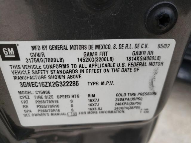 3GNEC16ZX2G322286 - 2002 CHEVROLET SUBURBAN C1500 GRAY photo 13