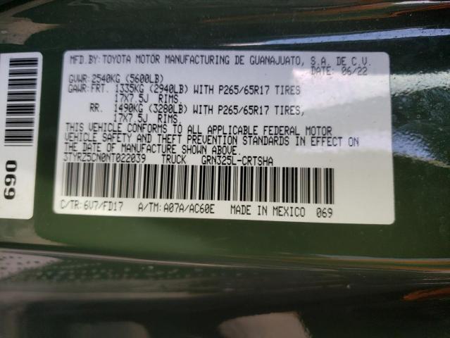 3TYRZ5CN0NT022039 - 2022 TOYOTA TACOMA ACCESS CAB მწვანე ფოტო 12