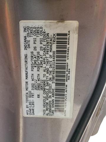 5TBBT48191S144898 - 2001 TOYOTA TUNDRA ACCESS CAB LIMITED SILVER photo 12