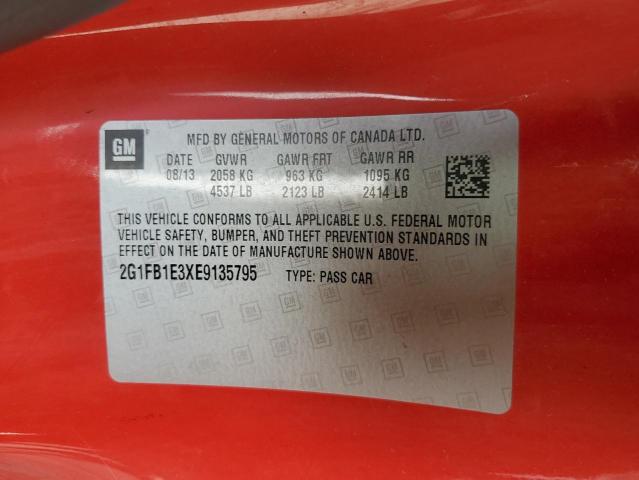 2G1FB1E3XE9135795 - 2014 CHEVROLET CAMARO LT RED photo 12