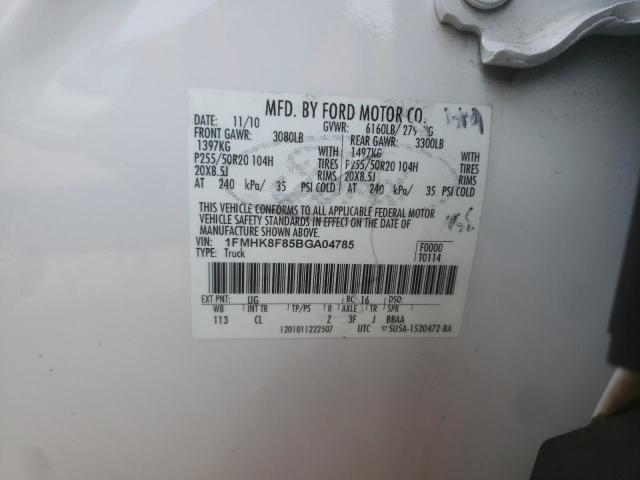 1FMHK8F85BGA04785 - 2011 FORD EXPLORER LIMITED WHITE photo 13