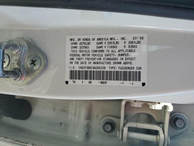 1HGCP36819A050339 - 2009 HONDA ACCORD EXL WHITE photo 12