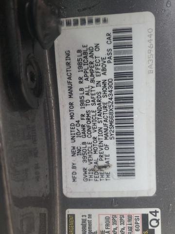 5Y2SM668X5Z434300 - 2005 PONTIAC VIBE GRAY photo 12