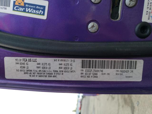 2C3CDZFJ7GH201748 - 2016 DODGE CHALLENGER R/T SCAT PACK PURPLE photo 12
