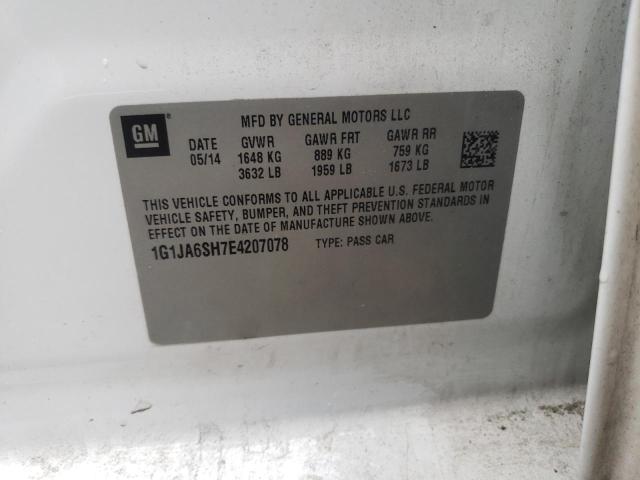 1G1JA6SH7E4207078 - 2014 CHEVROLET SONIC LS 白色 照片 12