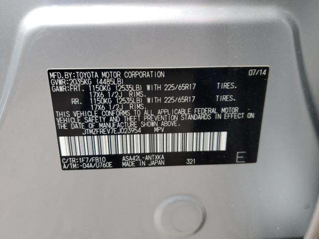 JTMZFREV7EJ023954 - 2014 TOYOTA RAV4 LE SILVER photo 13