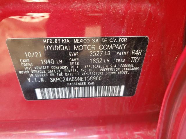 3KPC24A69NE158966 - 2022 HYUNDAI ACCENT SE RED photo 12