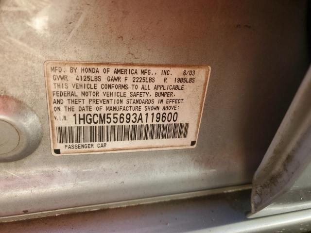 1HGCM55693A119600 - 2003 HONDA ACCORD EX SILVER photo 12