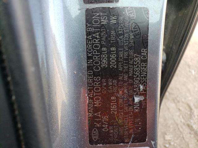 KNAFK5A89G5635587 - 2016 KIA FORTE LX SILVER photo 12