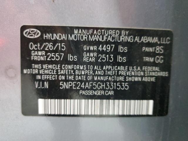 5NPE24AF5GH331535 - 2016 HYUNDAI SONATA SE SILVER photo 12