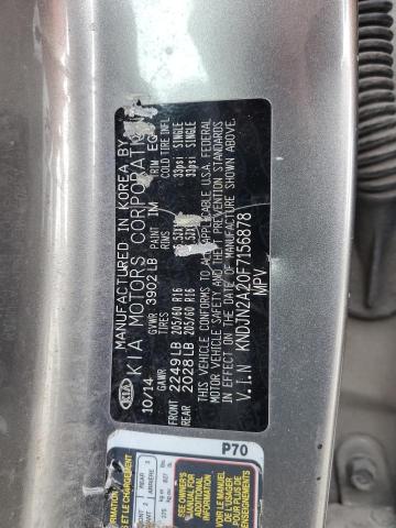 KNDJN2A20F7156878 - 2015 KIA SOUL GRAY photo 12