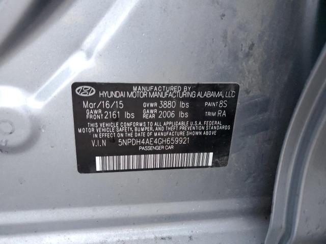 5NPDH4AE4GH659921 - 2016 HYUNDAI ELANTRA SE SILVER photo 12