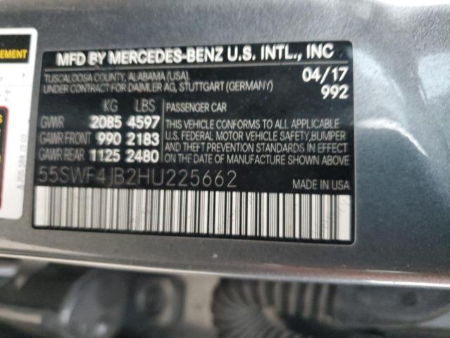 55SWF4JB2HU225662 - 2017 MERCEDES-BENZ C 300 GRAY photo 13