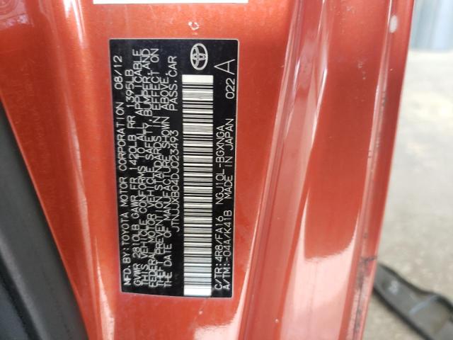 JTNJJXB04DJ023493 - 2013 TOYOTA SCION IQ ORANGE photo 13