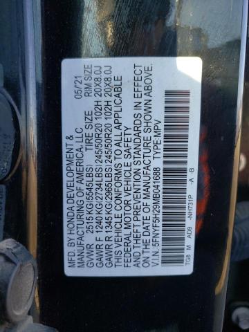 5FNYF5H29MB041688 - 2021 HONDA PILOT SE BLACK photo 13