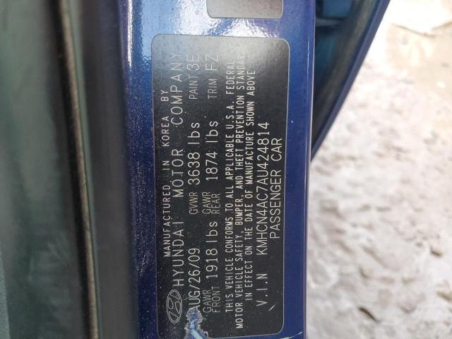 KMHCN4AC7AU424814 - 2010 HYUNDAI ACCENT GLS BLUE photo 12