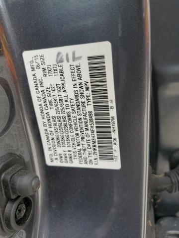 2HKRM3H74FH538498 - 2015 HONDA CR-V EXL GRAY photo 13