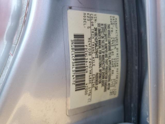 3N1BC1CP3AL376472 - 2010 NISSAN VERSA S GRAY photo 12