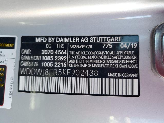 WDDWJ8EB5KF902438 - 2019 MERCEDES-BENZ C 300 4MATIC SILVER photo 12